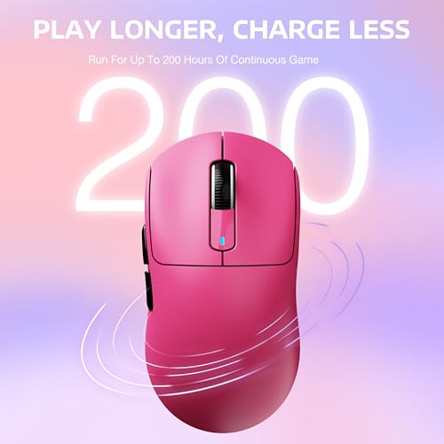 MANBASNAKE Attack Shark X3 49g Lightweight Wireless Gaming Mouse, Berry | Triple Mode Ergonomic Computer Mouse, PAW3395 26K DPI Sensor,200h Battery Life, Programmable Buttons for PC/Mac/Win - color: Berry