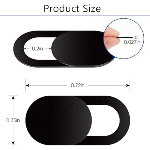 Webcam Cover Slide(6PCS), Ultra Thin Camera Cover Slide for Camera Privacy Cover Slide for Laptop/Cell Phone/iPad/PC/Tablet, Great for Protect Your Privacy and Security - Black