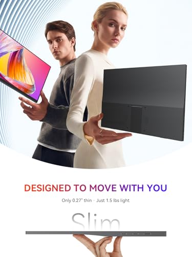 UPERFECT Portable Monitor, 15.6" 1080P Ultra-Slim IPS Display | 125% sRGB, USB-C & HDMI, Plug & Play, Built-In Stand, Dual Speakers, Portable Gaming Screen for Laptop & Console - size: 15.6"