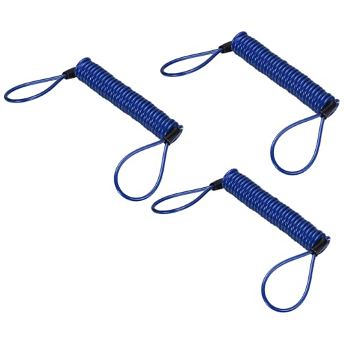 PATIKIL Disc Lock Reminder Cable (6.4ft, Blue)(3 Pcs) Anti Theft Security Spring Reminder Coil Cables Steel Motorcycle Reminder Rope Wire, Suit for - Motorcycle/Helmet/Scooter/Baggage - color: Blue, size: 6.4 ft