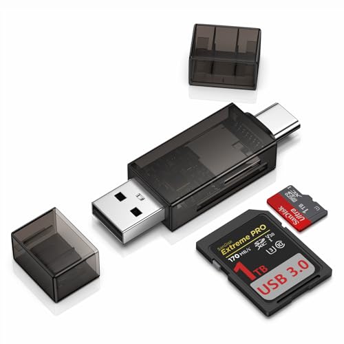SD Card Reader for iPhone 17e/17/16e/16 Pro Max/Plus/15,Samsung S26 S25 S24,iPad,Laptop,PC,MacBook, USB 3.0 Dual Slots USB C to Micro SD Card Adapter Memory Card Reader for SD/Micro SD/SDHC/SDXC/MMC
