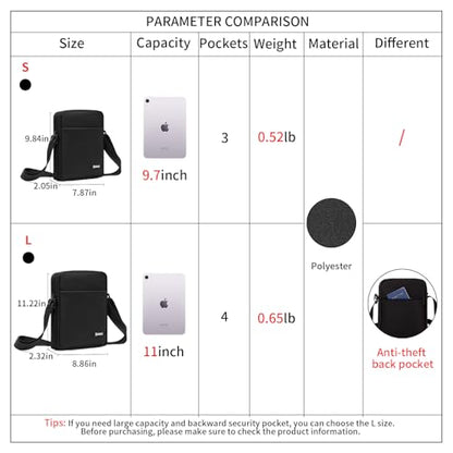 OSOCE Messenger Bag Crossbody Shoulder Bag for Men | Multi-Pocket, Adjustable Shoulder Strap, Lightweight, Suitable for Travel Hiking Commuting Outdoor - size: Small