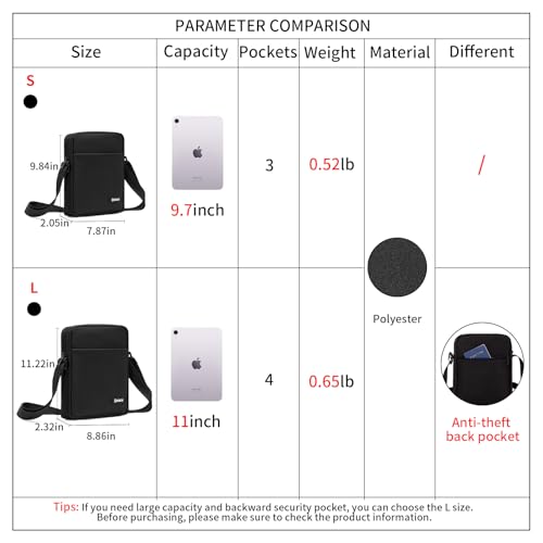 OSOCE Messenger Bag Crossbody Shoulder Bag for Men | Multi-Pocket, Adjustable Shoulder Strap, Lightweight, Suitable for Travel Hiking Commuting Outdoor - size: Large