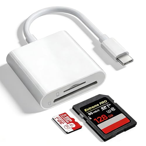 SD Card Reader for iPhone 15/16/17, Sd Card Reader USB C,Micro Sd Card Reader for ipad, USB C Sd Card Reader for ipad,Plug and Play No App Required,Adapter for Digital Camera to Phone