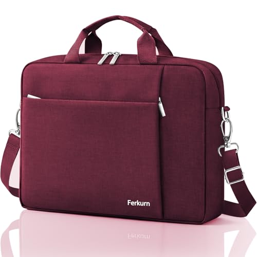 Ferkurn Laptop Bag Case for Women Men Computer Bag Compatible with HP Envy Pavilion Omen/LG Gram/MSI/Dell Inspiron XPS/Lenovo/Acer, Shoulder Strap Carrying Messenger Briefcase, Red, 15.6 16 Inch - color: Red, size: 15.6 inch