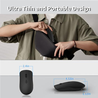 Slim Silent 2.4G Wireless Optical Mouse, Orange | Compatible MacBook, Chromebook, Laptop, PC; Quiet Click, 2400 DPI, Mini USB Receiver, Travel Portable Design - color: Black
