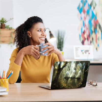 Universal Laptop Skin, DIY Cut-to-Fit Vinyl Cover Compatible with HP, Dell, Lenovo, Mac (13.3" to 15.6"), Anti-Scratch, No Residue & Bubble-Free Protective Decal Sticker, Cute Ghost Forest Swing - color: Cute Ghost Forest Swing