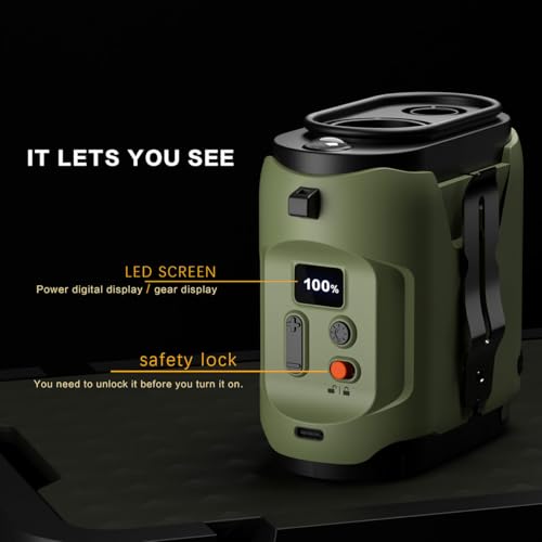 Portable Waist Fan Clip On 80000mAh Wearable Personal Fan with Rechargeable Battery operated, 24H Cooling,5 Speeds,16500RPM Hands-Free Belt Neck Fan for Outdoor Jobsite Gardening Camping Travel - color: Green