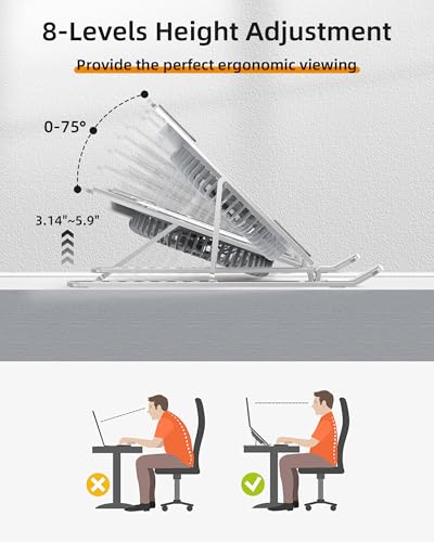 SHUWEI Portable Laptop Cooling Stand, Foldable & Adjustable Aluminum Stand with 3 Speed Powerful Quiet Fans, Ultra-Lightweight Ergonomic Cooling Pad for 17.3" Laptops (Black, for 17.3" Laptop) - color: Black