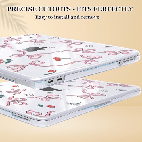 for MacBook Neo 13 inch Case 2026 A3404 with A18 Pro Chip, Anti-Scratch Slim Pattern Plastic Hard Shell Case 13-inch Neo Protective Cover with Keyboard Cover & Screen Film, Flowers & Bows - color: Flowers & Bows