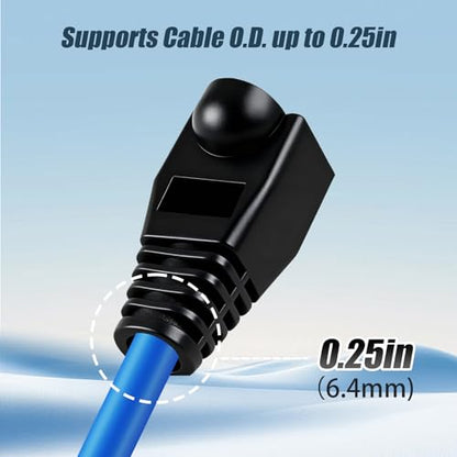 Soft Plastic Ethernet RJ45 Cable Connector Boots Cover Strain Relief Boots CAT5 CAT5E CAT6 CAT6E 100PCS (Black) - color: Black