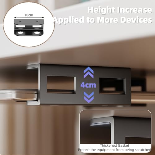 Under Desk Laptop Mount - Metal Under Desk Shelf Holder with Anti-Scratch, Laptop Wall Holder for Keyboard, Devices Thickness <1.6'' (Black) - color: black