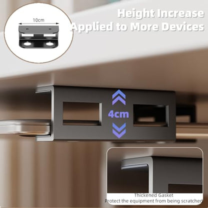Under Desk Laptop Mount - Metal Under Desk Shelf Holder with Anti-Scratch, Laptop Wall Holder for Keyboard, Devices Thickness <1.6'' (Black) - color: black