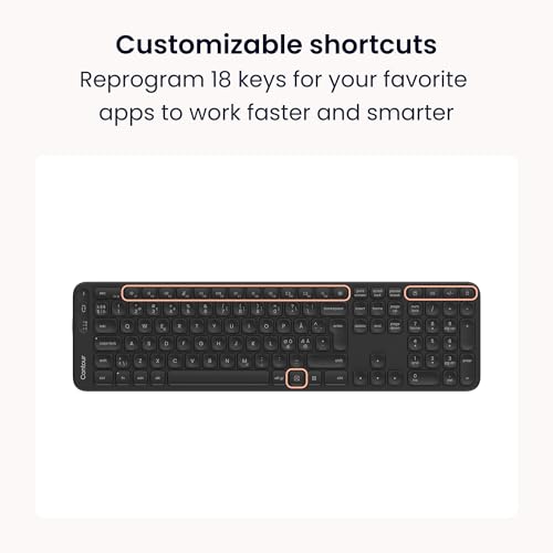 Contour Balance Keyboard: Full-Size Wireless Keyboard with USB Receiver, US Layout, Numeric Keypad, 18 Programmable Keys, AI Key, Home & Office, Windows Layout