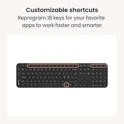 Contour Balance Keyboard: Full-Size Wireless Keyboard with USB Receiver, US Layout, Numeric Keypad, 18 Programmable Keys, AI Key, Home & Office, Windows Layout