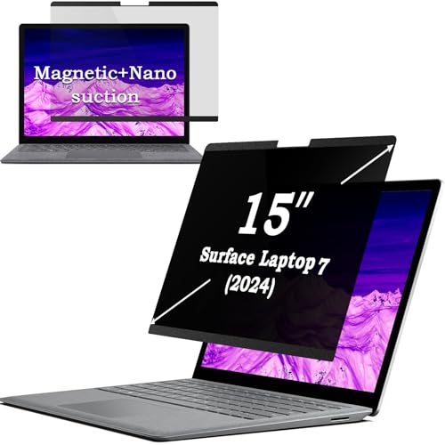 IPROKKO Magnetic Privacy Screen for 15 inch Surface Laptop 7 Gen (release in 2024), Removable Matte Computer Screen Spy Filter Compatible with Microsoft Laptop, Anti-Glare Blue Light Scratch Screen Cover - size: Surface Laptop 7 15“