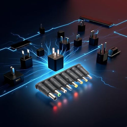Universal 1 Set = 8pcs / Set 5pin Black Jack Plugs DC for Laptop AC Power Adapter Tips Connectors for Computer Notebook Laptop Accessories