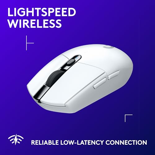 Logitech G305 Lightspeed Wireless Gaming Mouse, Hero Sensor, 12,000 DPI, Lightweight, 6 Programmable Buttons, 250h Battery, On-Board Memory, Compatible with PC, Mac - White - color: White, style: Classic
