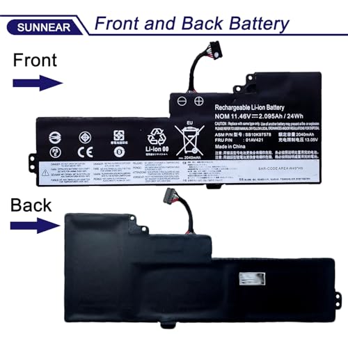 01AV421 01AV419 Laptop Battery for Lenovo ThinkPad T470 T480 T580 A475 A485 | 11.46V 24Wh; Battery Replacement for Lenovo ThinkPad P25; 01AV420 01AV489 SB10K97576 SB10K97578 - size: 9.96*3.62*1.3 inches 01AV421