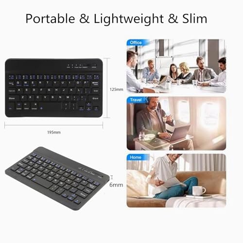 FLY WAY Portable Wireless Bluetooth 3.0 Keyboard,Ultra-Slim Mini Keypad 78 Keys Rechargeable Bluetooth Keyboard for iOS Android Windows Tablets and Other Bluetooth Devices(Black)