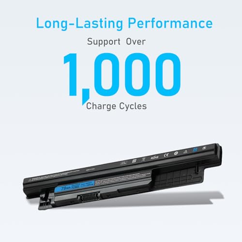 Upgraded 78Wh MR90Y Laptop Battery Replacement for Dell Inspiron 15 3521 3531 3537 15R 5521 5537 14 3421 5421 14R 5437 17 3721 17R 5737 5721 Latitude 3540 3440 Series XCMRD FW1MN, and More - size: 10.7*2*0.8inch MR90Y