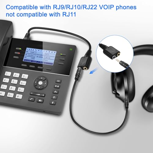 XMSJSIY RJ9 to 3.5mm Headsets Adapter Telephone Phones MIC Audio Splitter Adapter Cable RJ9 4P4C Male to 3.5mm Jack Headphone Microphone Audio Cable - 27CM/10inch