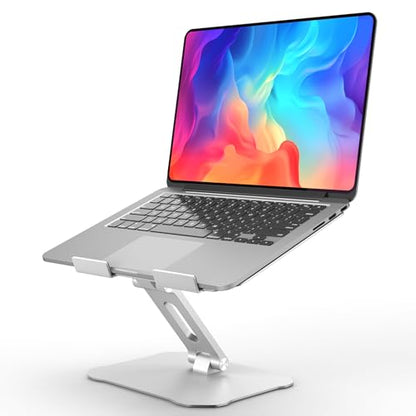 Laptop Stand for Desk, Ergonomic Adjustable Laptop Riser Holder, Foldable Portable Computer Notebook Stand Compatible with 10-16” MacBook Pro/Air, Dell, HP (Silver)