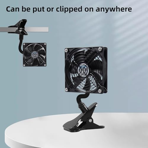 4.72" Small 120mm Clip on Fan with Strong Clamp and On/Off Switch | Low Noise and Gentle Breeze, for Desktop Router Xbox Cabinet Tent Seedlings Electronic Equipment and DIY Ventilation Project - color: Black, size: 120mm