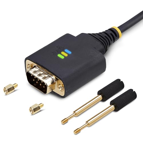 StarTech 1ft USB to Serial Adapter Cable, FTDI, 30cm (1P1FFC-USB-SERIAL) | USB-A to DB9 RS232, Interchangeable DB9 Screws Nuts, COM Retention, LED Indicators - size: 1ft