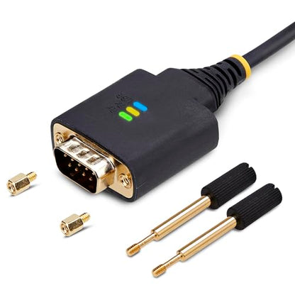StarTech 1ft USB to Serial Adapter Cable, FTDI, 30cm (1P1FFC-USB-SERIAL) | USB-A to DB9 RS232, Interchangeable DB9 Screws Nuts, COM Retention, LED Indicators - size: 1ft