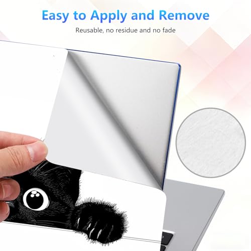 Laptop Skin Sticker Decal 15-15.6 Inch with Cute Mouse Pad, Universal Reusable Vinyl Sticker for 12.1 13 13.3 14 15.4 Inch Netbook and Notebook PC, Peeking Black Cat - color: Peeking Black Cat