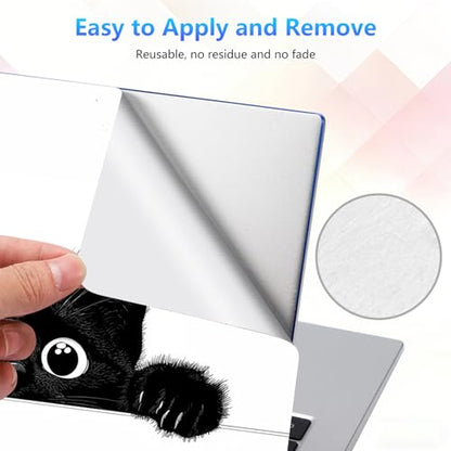 Laptop Skin Sticker Decal 15-15.6 Inch with Cute Mouse Pad, Universal Reusable Vinyl Sticker for 12.1 13 13.3 14 15.4 Inch Netbook and Notebook PC, Peeking Black Cat - color: Peeking Black Cat