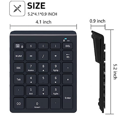 Lekvey Bluetooth Number Pad for Laptop, Wireless Numeric keypad, 28 Keys Numpad Number Keypad Bluetooth 10 Keys Number Pad for Laptop, MacBook Air/Pro, iMac, Surface Pro, etc - color: Classic Black