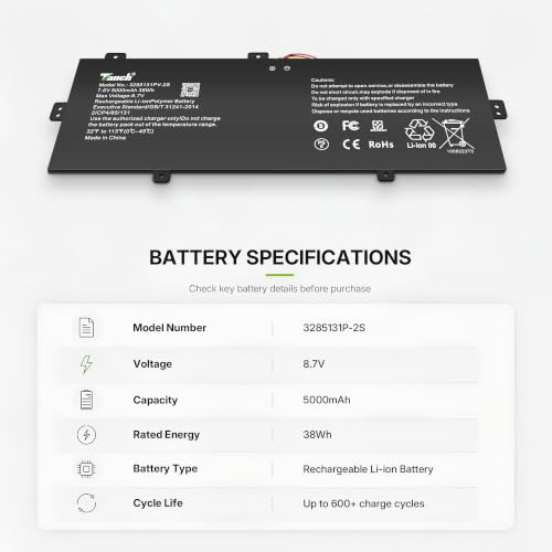 Tanch 3285131P-2S Laptop Battery for Jumper EZbook S5 ILIFE Zed Air Plus | for U3285131P-2S U3285131P-2S1P 5-Wire Connector Version