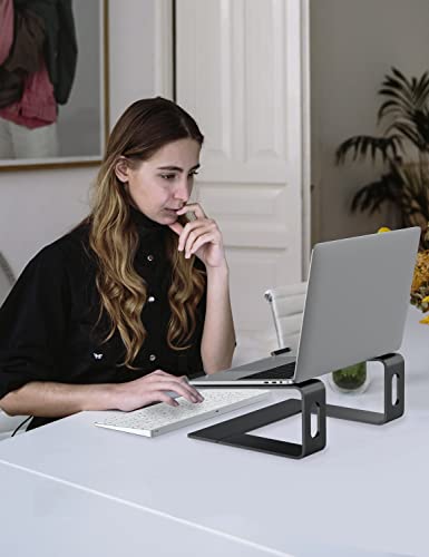 ALASHI Laptop Stand for Desk, Aluminum Computer Riser, Ergonomic Notebook Holder, Detachable Metal Laptops Elevator, PC Cooling Mount Support 10 to 15.6 Inches Notebook, Black - color: A-Black