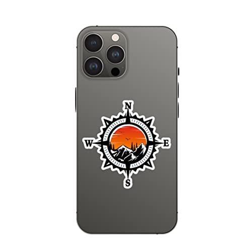 Compass Trees Mountain Sunset Sticker for Car Vinyl Decal Truck Window Bumper Motorcycle Stickers (2" x 2") - size: 2" x 2"