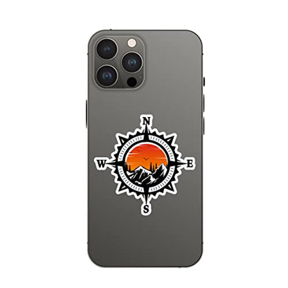 Compass Trees Mountain Sunset Sticker for Car Vinyl Decal Truck Window Bumper Motorcycle Stickers (6" x 6") - size: 6" x 6"