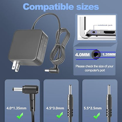 65W 45W Laptop Charger Compatible with Asus Vivobook 14 15 17 F412 F512 X512 F412DA F512DA F512JA F512FA X512FA X512DA,Flip 14 15 16 S13 S14 S15 Go 12 14 15 Power Supply