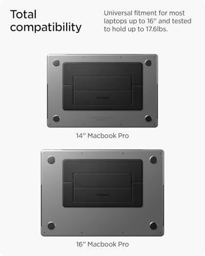 Spigen Slim Fold Laptop Stand Foldable Portable Ergonomic Angle Lift Anti-Slip Compatible with MacBook Neo, MacBook Air, MacBook Pro 11"-16" and More - Black (LD201-S1) | Ergonomic Angle Lift Anti-Slip for MacBook Neo, MacBook Air, MacBook Pro 11"-16" and