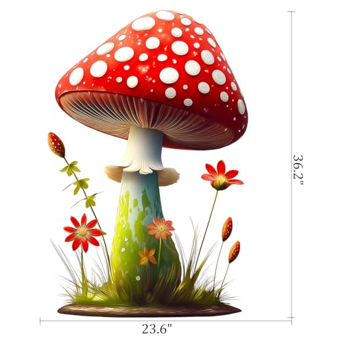 Red Mushroom Wall Decals Peel and Stick Self Adhesive Nursery Decor Art | Flowers Grass Wall Stickers for Kids Room Nursery Baby Bedroom Playroom, Whimsical Forest Wall Art for Toddler Boys Girls - style: Mushroom#2