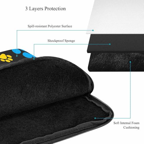 Laptop Sleeve Bag 15.4 15.6 Inch,Colorful Dog Paw Print Protective Polyester Computer Cases Laptop Cover Briefcase Bag Tablet Travel Cover - color: LPS-019