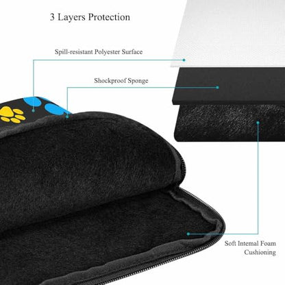 Laptop Sleeve Bag 15.4 15.6 Inch,Colorful Dog Paw Print Protective Polyester Computer Cases Laptop Cover Briefcase Bag Tablet Travel Cover - color: LPS-019