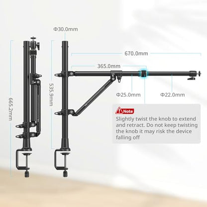 SMALLRIG Triangle Camera Desk Mount, Max. Load 3kg/ 6.6lbs, Overhead Mount with Auxiliary Support Rod, with Phone Holder and Small Ball Head for Camera/Phone/Light/Webcam - style: Clamp 4304