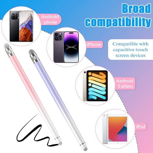 Bopomofo 2PCS Stylus Pen for Touchscreen,High Sensitivity & Precision | Metal Barrel,Fiber Tip,No Charging,Compatible with iPhone iPad Android Microsoft Surface Nintendo Switch Touch Screen - color: A-White Pink / White Purple