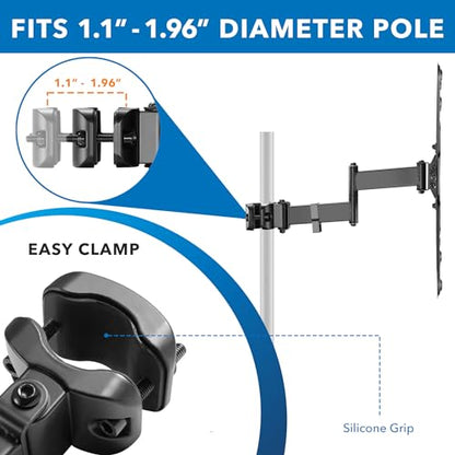 Mount-It! TV Pole Mount, Full Motion Universal TV Bracket, VESA 75x75 to 400x400, Fits TVs and Monitors 32" - 55", Clamp Fits Poles from 1.1" to 1.96", Extendable Arm, for POS, Trade Shows, Gazebo - size: 32" - 55"
