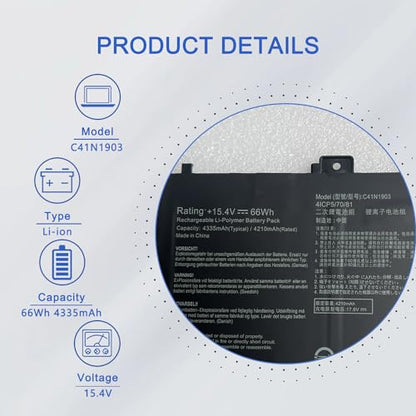 JOTACT C41N1903 Laptop Battery Compatible with ASUS ExpertBook B9 B9450FA B9400CEA B9400CEA Series Notebook B9450FA-BM0160R B9450FA-BM0161R B9450FA-BM0162R B9450FA-BM0163R 15.4V