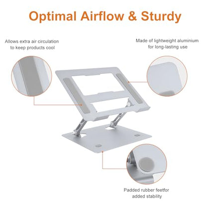 Ergonomic Laptop Stand for Desk, Adjustable Fits All Laptops and Notebooks up to 17 Inch Aluminum Alloy,Steel, Ultra-Thin,Ventilated Cooling Notebook Mount.