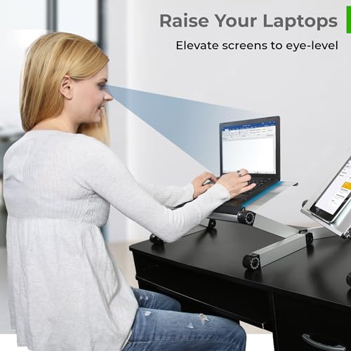 Uncaged Ergonomics WorkEZ Executive Adjustable Laptop Stand for Desk, Adjustable Height Foldable Aluminum Computer Stand, Cooling Laptop Holder, Notebook Computer Riser for Desk, Silver - color: Silver