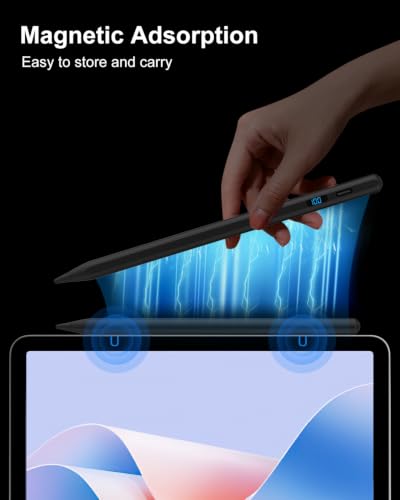DIGIROOT Stylus Pen for iPhone, High Senstivity Universal Stylus Pen, Black | 3X Fast Charging, with LED Power Display, Magnetic Adsorption, Compatible with iPhone/Andriod/Tablet/Switch/Samsung Galaxy - color: Black