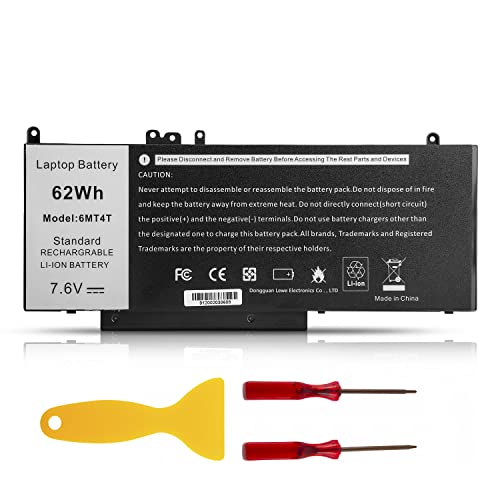 Futurebatt E5470 E5570 Battery for Dell Latitude Notebook 15.6 inch.p/n:Battery 7V69Y TXF9M 79VRK 07V69Y 6MT4T[7.6V 62Wh] - size: 6MT4T 10.83*5.12*0.73in